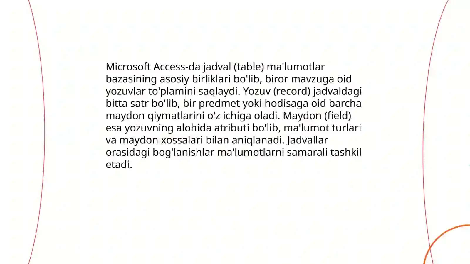Microsoft Access-Ma'lumotlar bazasi asoslari 4