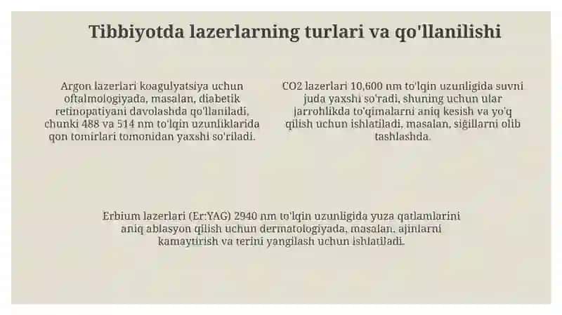 Lazer texnologiyasining tibbiyotdagi qo‘llanilishi 4