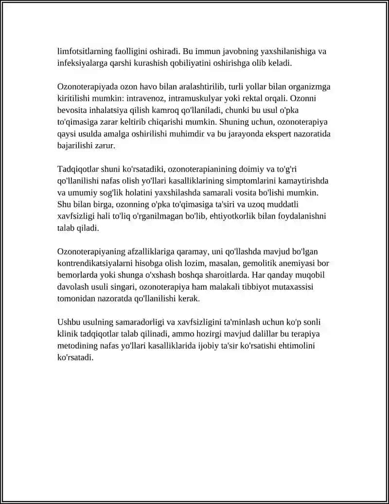 NAFAS ORGANLARI KASALLIKLARIDA DAVOLASHDA OZONTERAPIYA 4