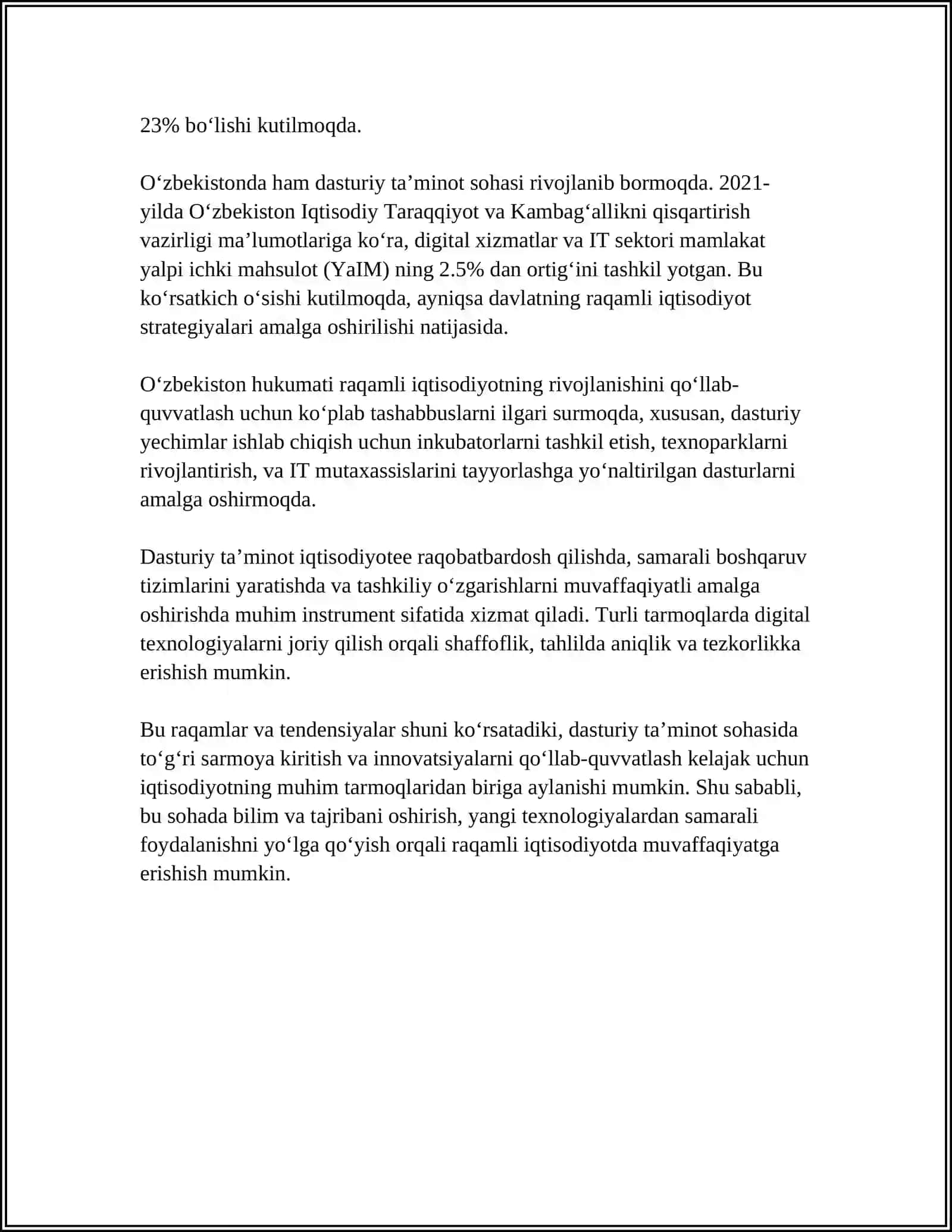 Iqtisodiyotda Qo'llanadigan Amaliy Dasturiy Ta'minotlar 4
