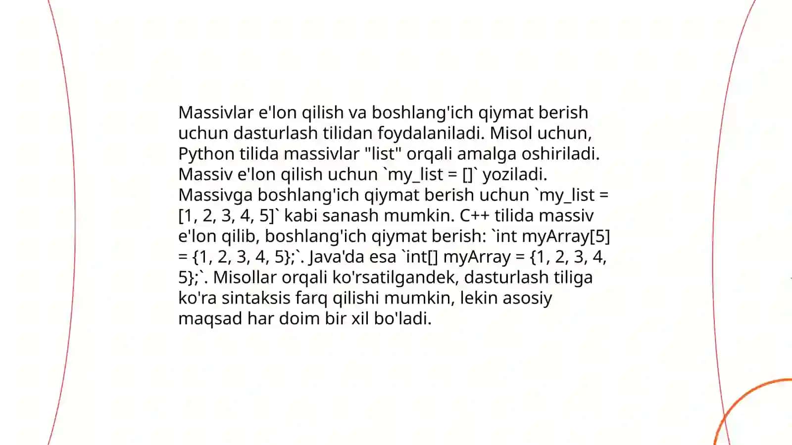 C++ dasturlash tilida massivlar bilan ishlash 4