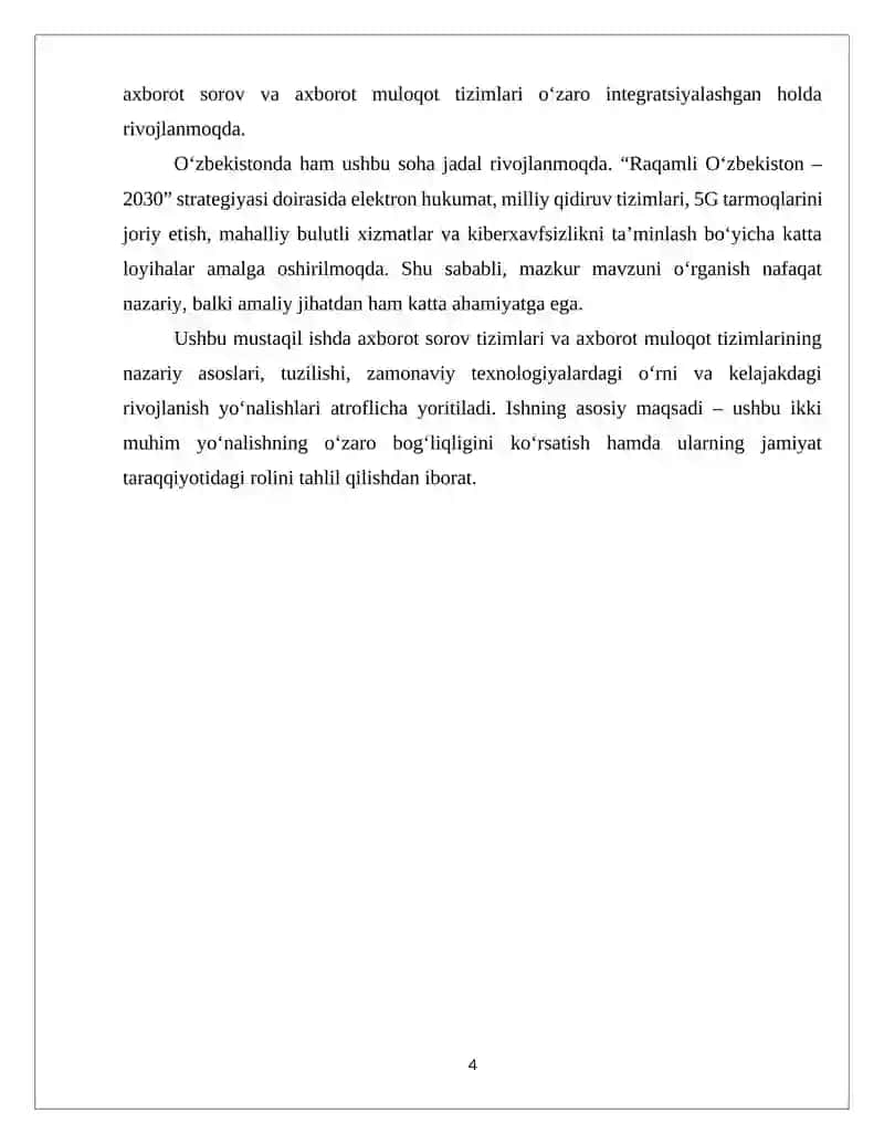 Axborot soʻrov tizimlari. Axborot muloqot tizimlari 4