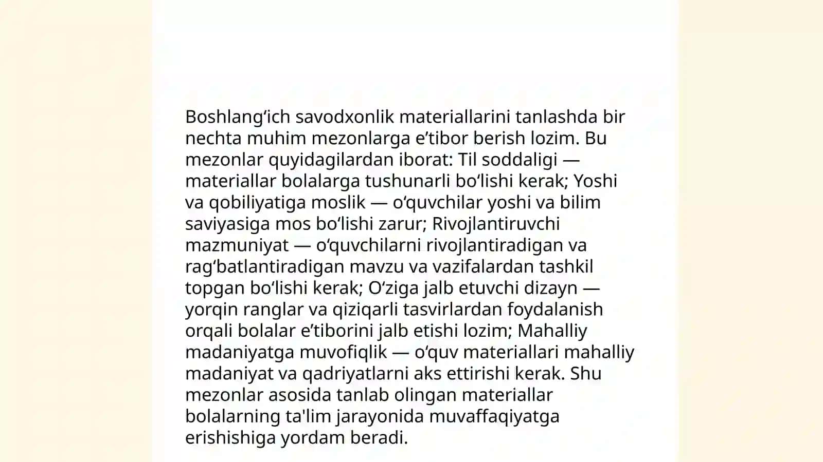 Tayyorlov guruhlarda savodxonlikka oʻrgatish taʼlimiy faoliyati va didaktik materiallar mazmunini takomillashtirish hamda ulardan samarali foydalanishni yoʻlga qoʻyish 4