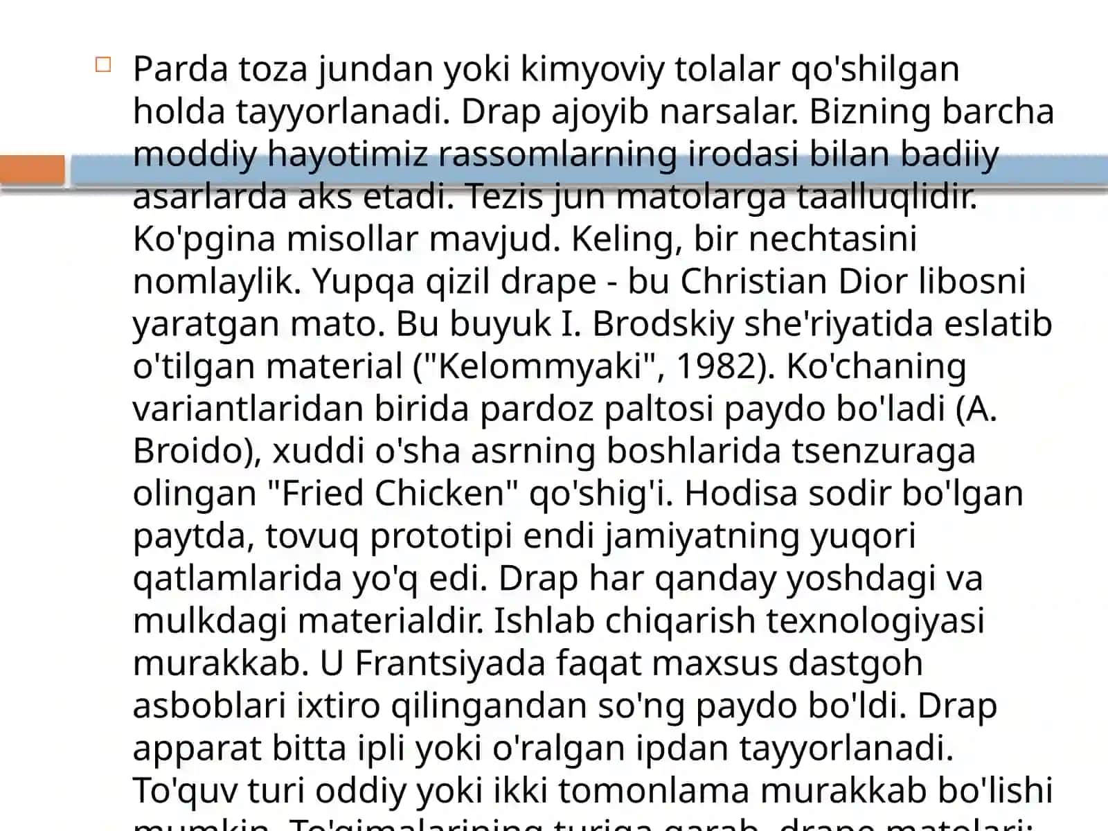 Tikuvchilik sanoatida ishlab-chiqarish salohiyatini, iqtisodini ko’taradigan, dunyo bozorida raqobatga bardosh bera oladigan xaridorgir engil sanoat mahsulotlarini ishlab chiqarishni yo’lga qo’yish 4