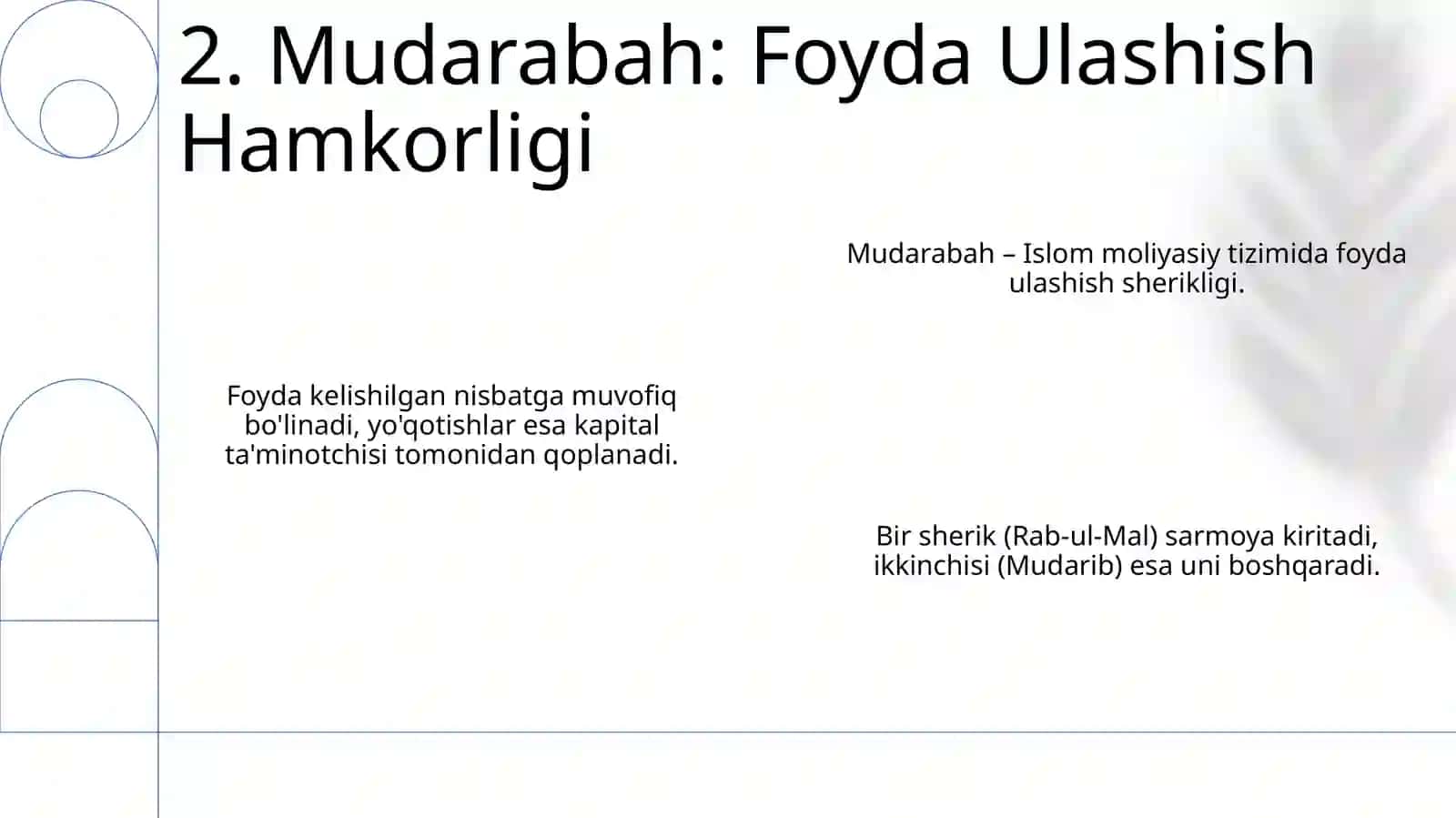Islom moliyasida sherikchilik asosida qilinadigan faoliyat 4