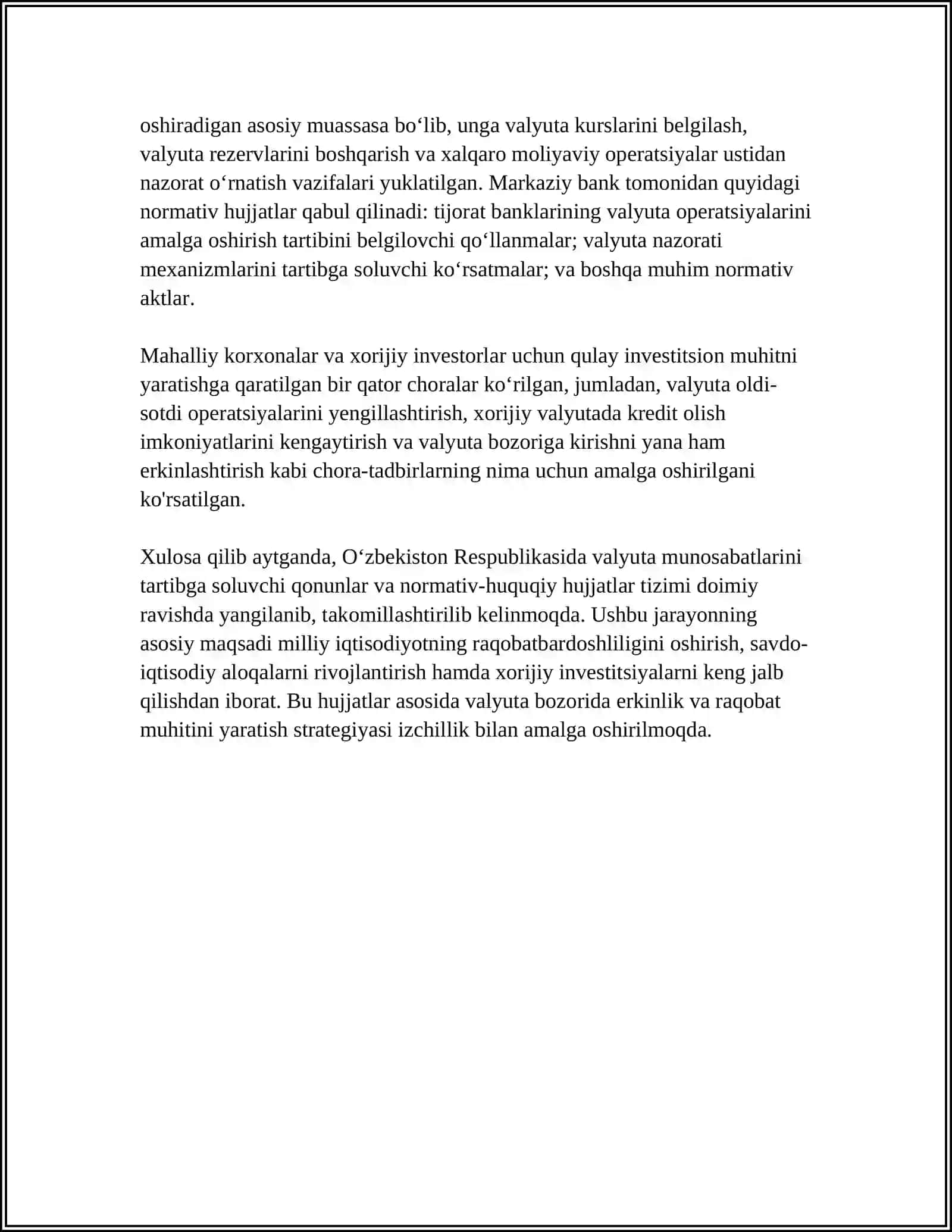 O'ZBEKISTON RESPUBLIKASI VALYUTA MUNOSABATLARINI TARTIBGA SOLISH 4