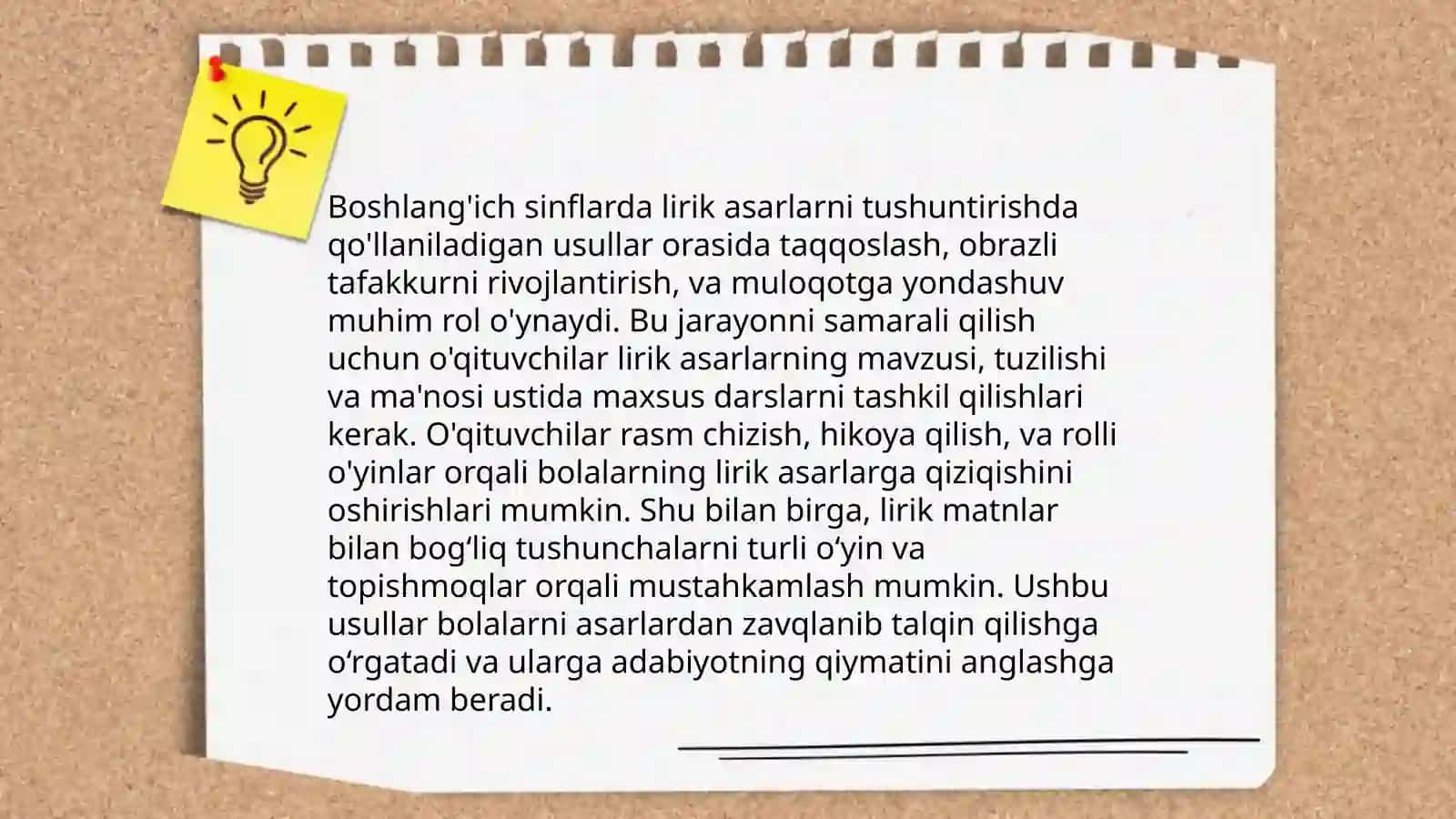 Boshlangʻich sinflarda lirik asarlar ustida ishlash uchun metodik tavsiyalar ishlab chiqish 4