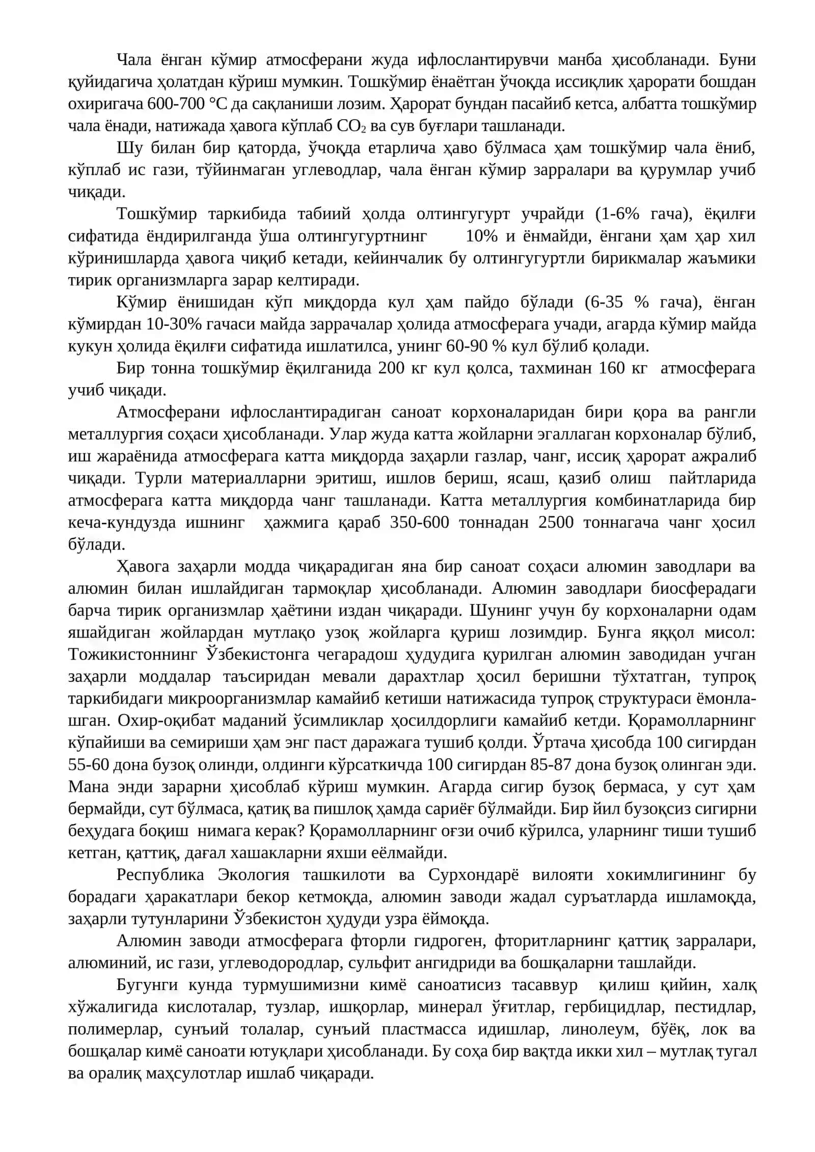 Саноатдаги экологик жараёнлар ва уларнинг атроф-муҳитга та’сири 4