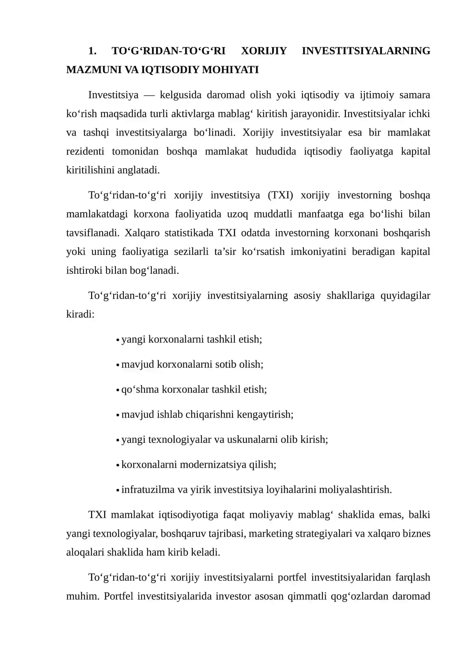 TO‘G‘RIDAN-TO‘G‘RI XORIJIY INVESTITSIYALARNING IQTISODIY RIVOJLANISHGA TA’SIRINI TAHLIL QILISH 4