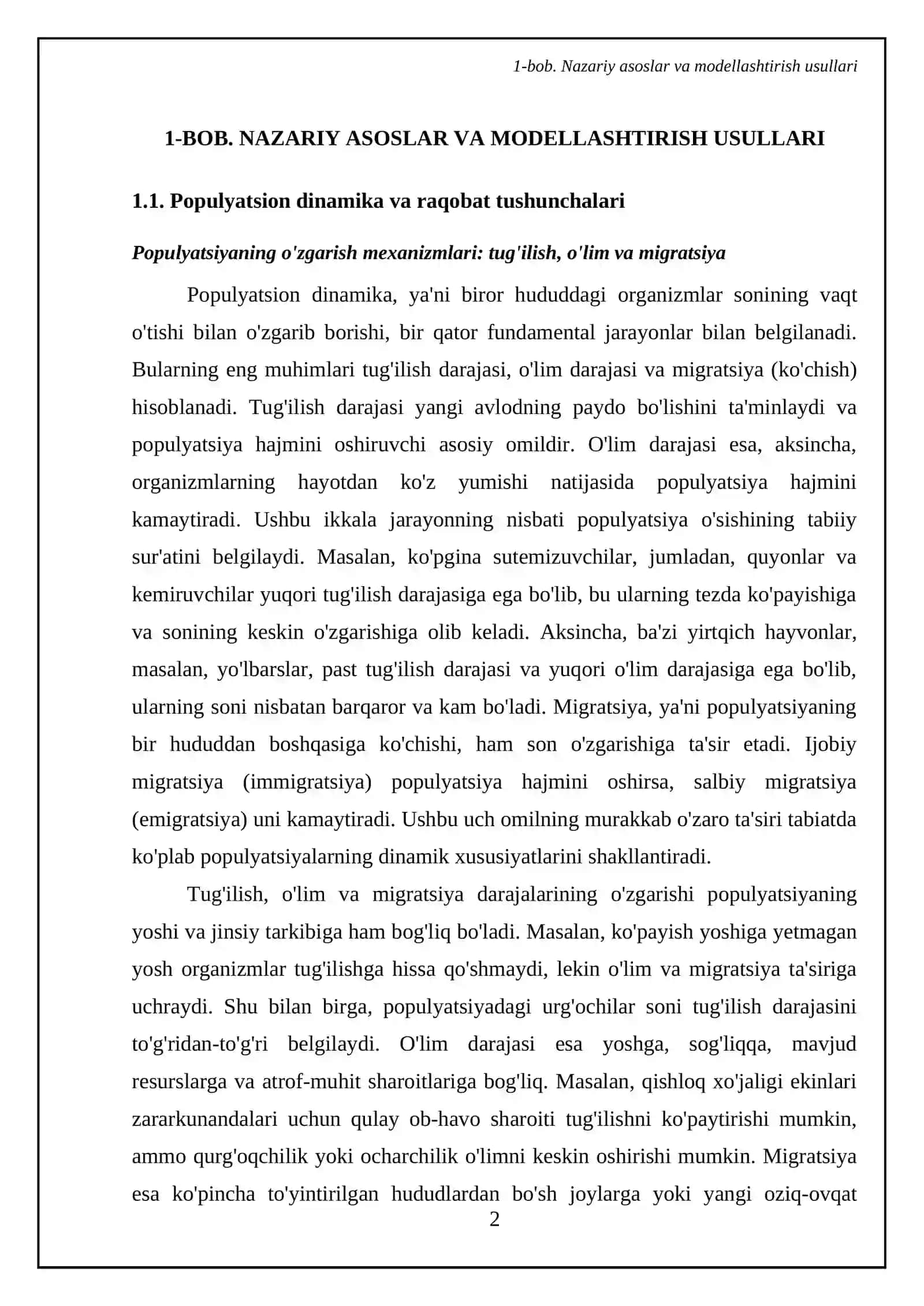 Uch populyatsiya uchun ozaro raqobatni modellashtirish 4