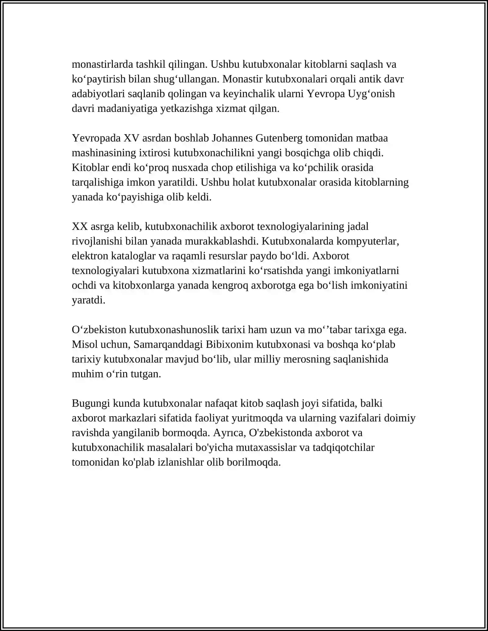 MUSTAQIL ISH Mavzu: KUTUBXONASHUNOSLIK FAN SIFATIDA 4