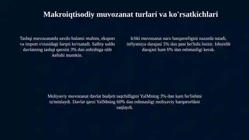Krizisga qarshi siyosat va makroiqtisodiy muvozanatini ta’minlash 4