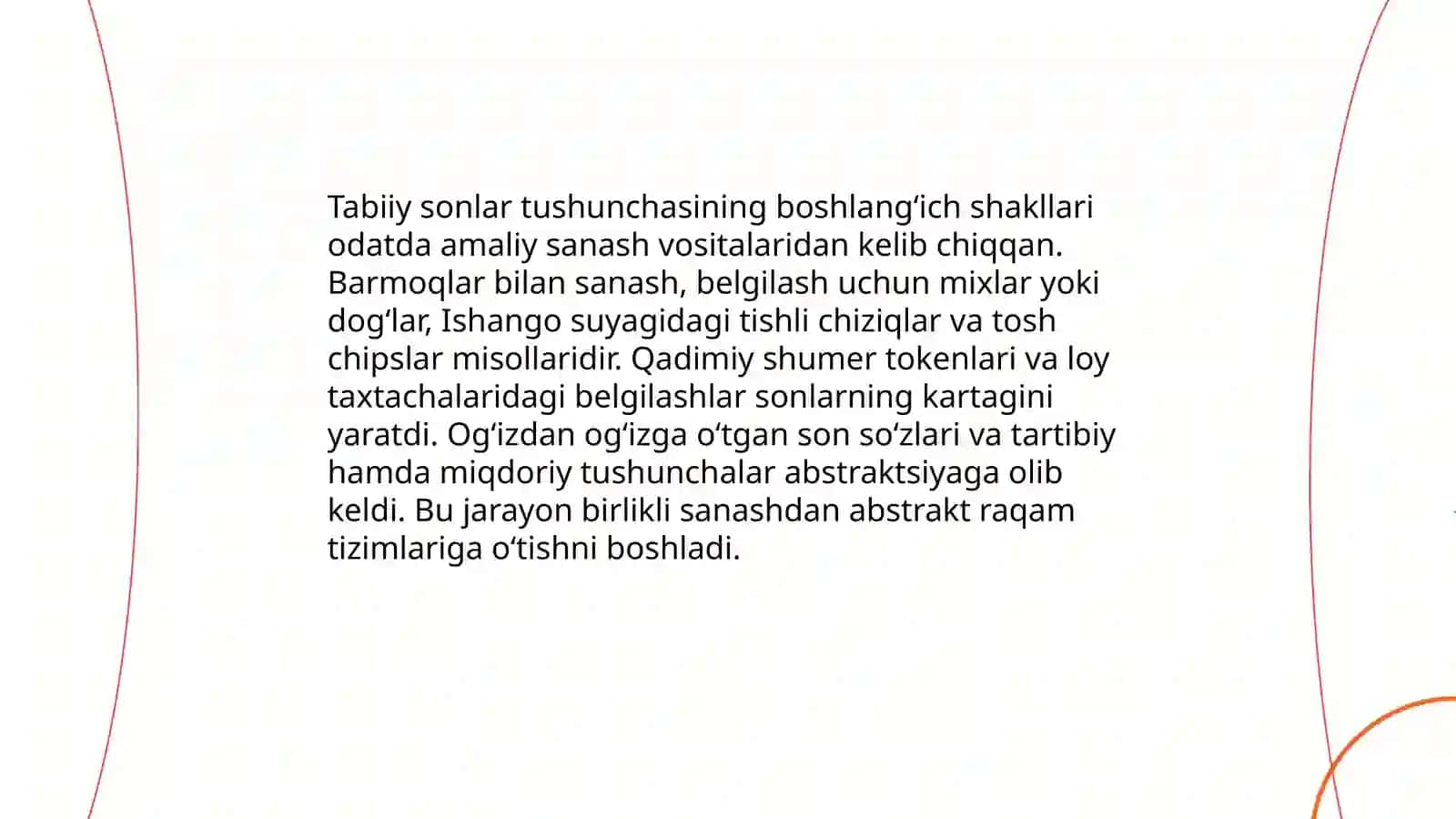 Son sanoq tushunchasi natural son sanoq tushunchalarining yuzaga kelishi tarixi 4