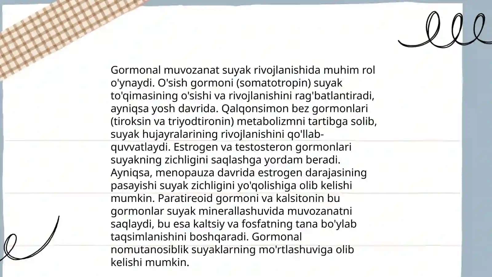 Suyaklarning o'sishi va rivojlanishiga ta'sir etuvchi omillar 4