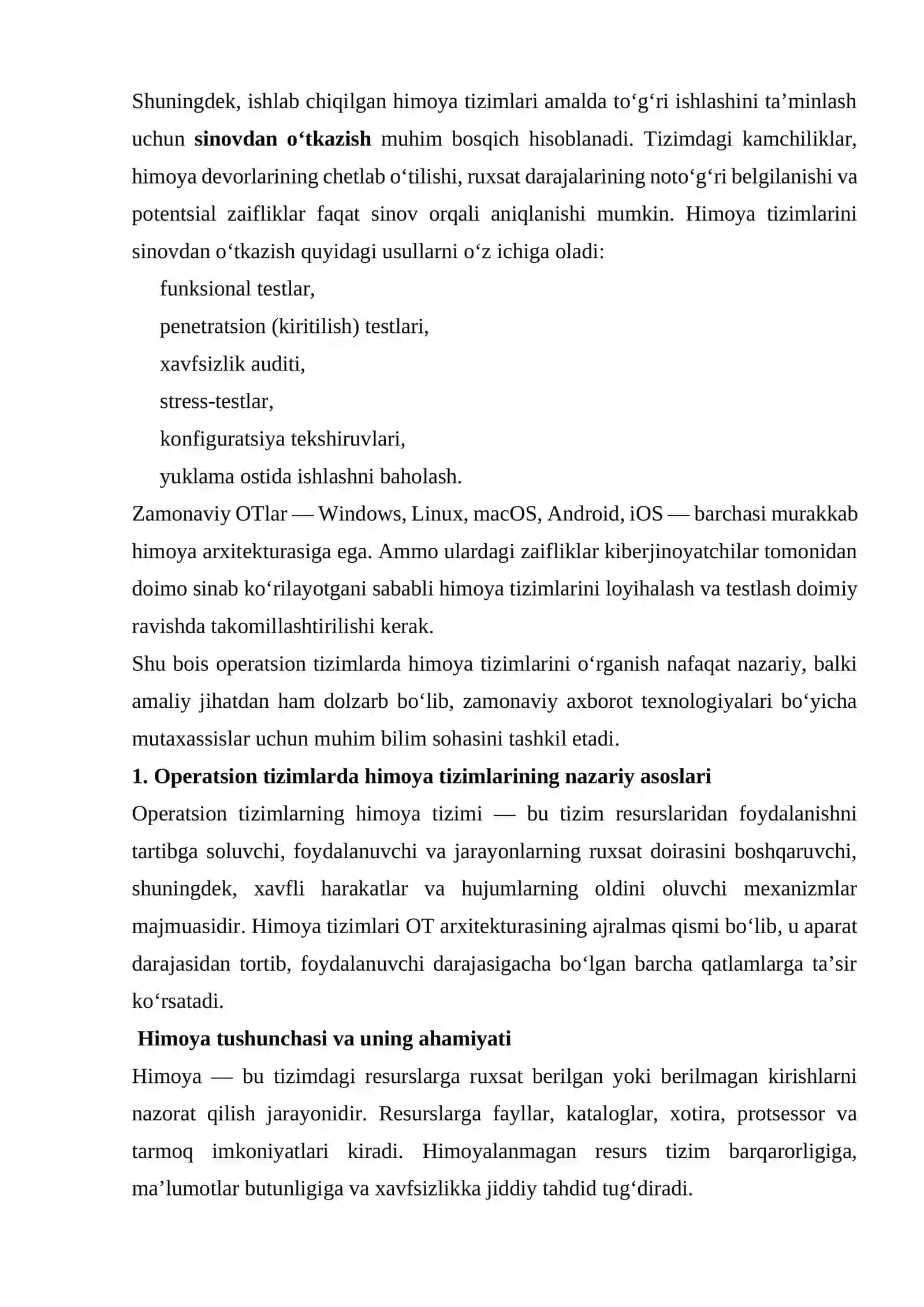 Operatsion tizimlarda himoya tizimlarini operatsion tizimlarda loyihalash va sinovdan o'tkazish 4