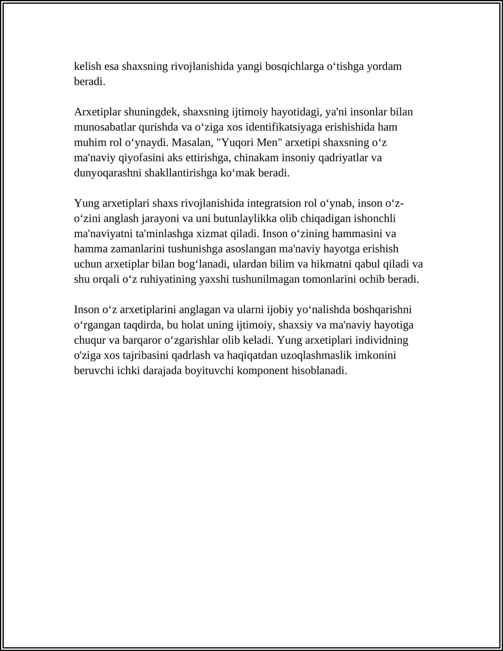 YUNG ARXETIPLARI VA SHAXS RIVOJLANISHIDAGI ROLI 4