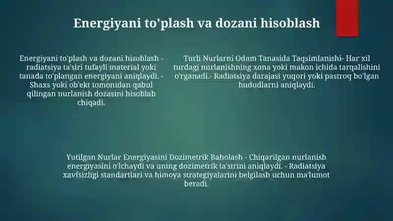 Yutilgan Nurlar Energiyasini Dozimetrik Baholash Turli Nurlarni Odam Tanasida Taqsimlanishi 4