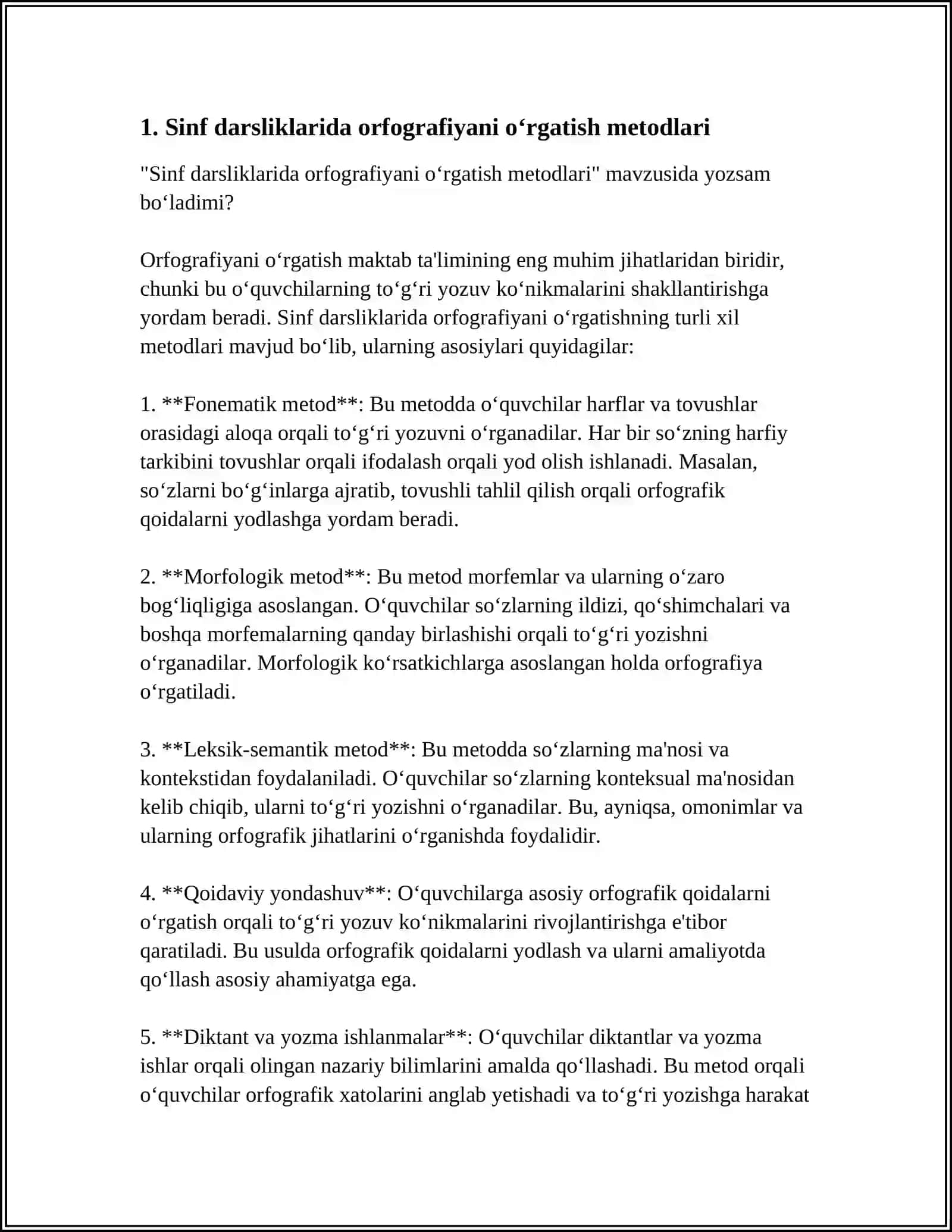 Sinf darsliklarida orfografiyani o‘rgatish metodlari 4