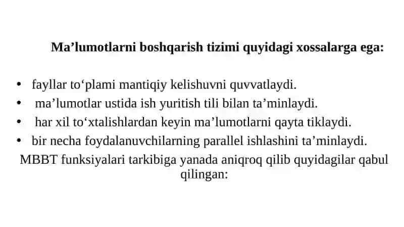 Ma’lumotlar bazalari va katta xajmdagi ma’lumotlar bilan ishlash texnologiyalari 4