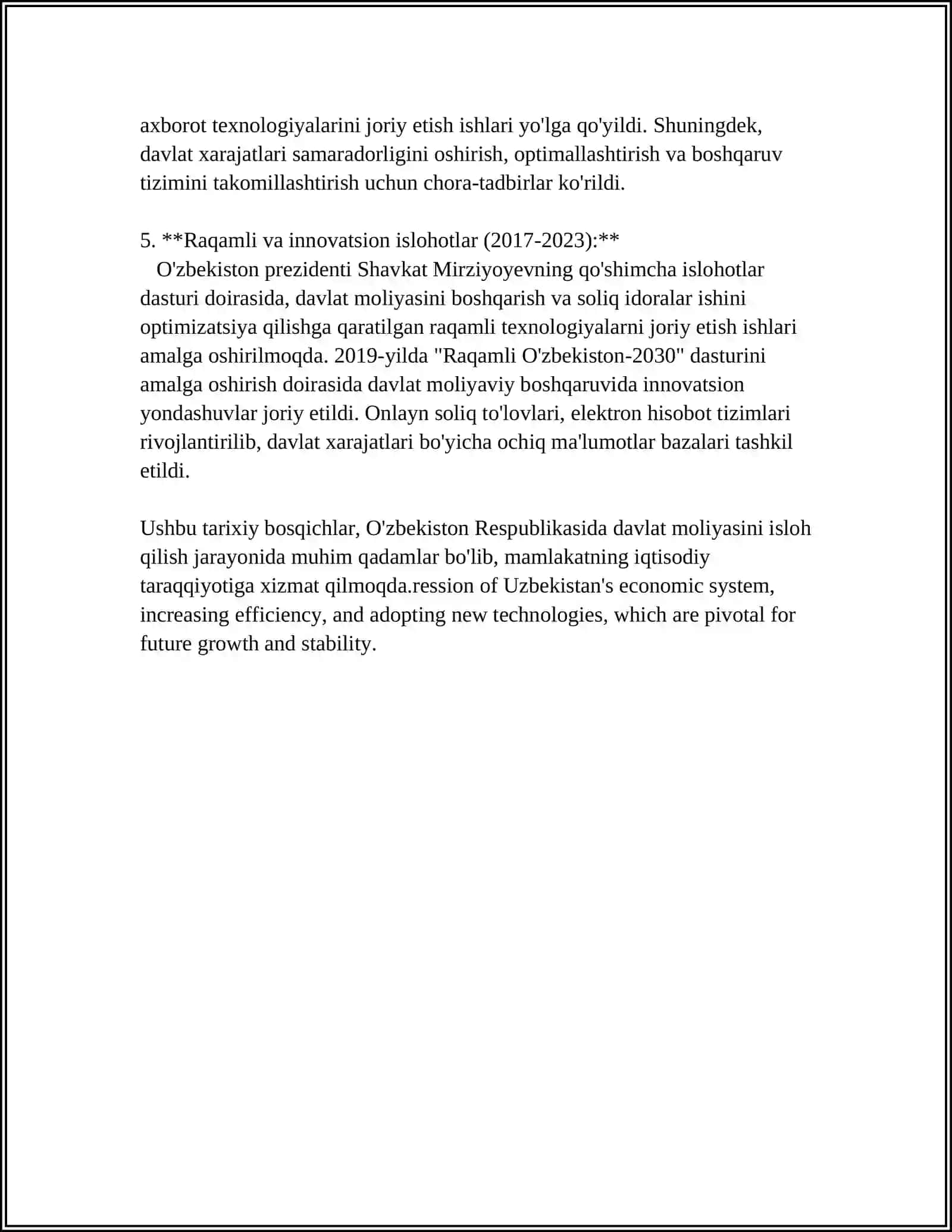 O’ZBEKISTON RESPUBLIKASIDA DAVLAT MOLIYASINI ISLOH QILISH BOSQICHLARI 4
