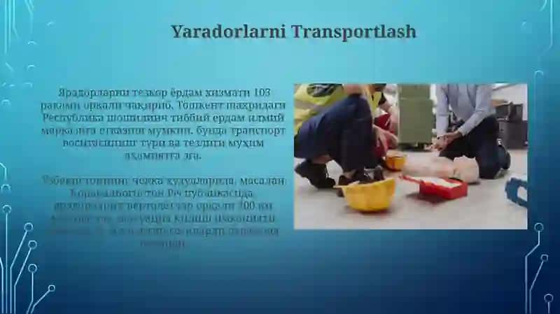 Jarohatlanganlarga tibbiy yordam koʻrsatish yoʻllari 4