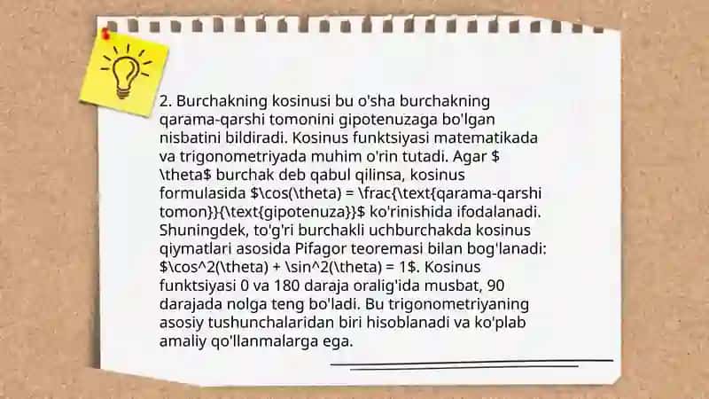 Burchakning sinusi,kosinusi, tangensi,kotangensi ta'riflari 4
