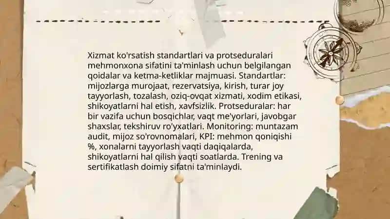 Mehmonxona menejmenti va xizmat ko'rsatish standartlari 4