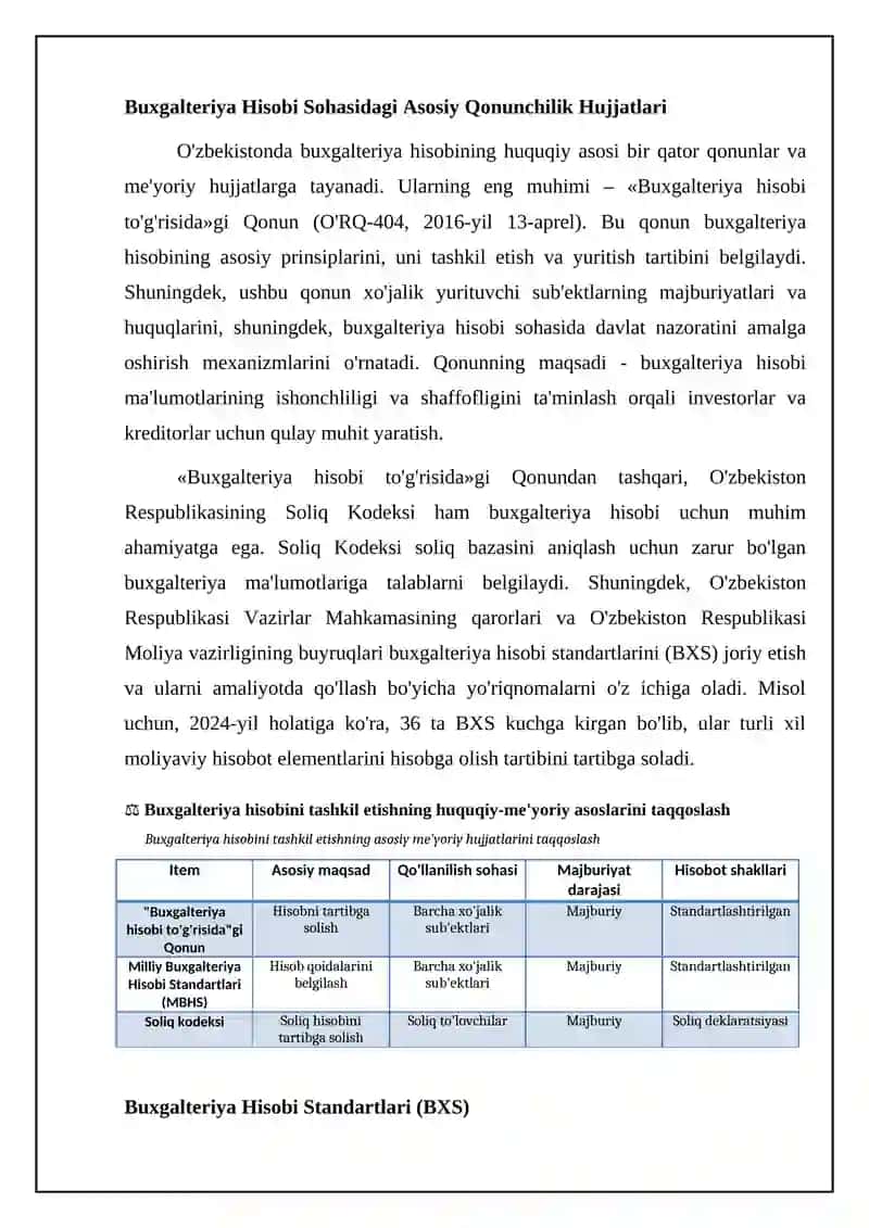 Buxgalteriya hisobini tashkil qilishning huquqiy-me'yoriy asoslari 4