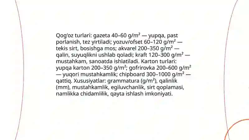 Qogʻoz va karton bilan ishlash darslarini mazmuni 4