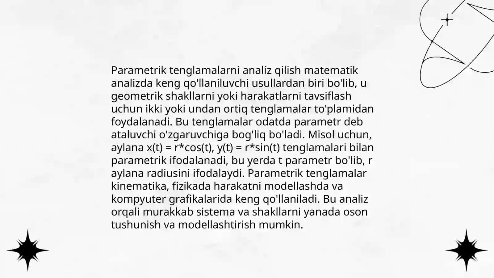 Parametrik ko'rinishda berilgan funksiyalarni differensialash 4