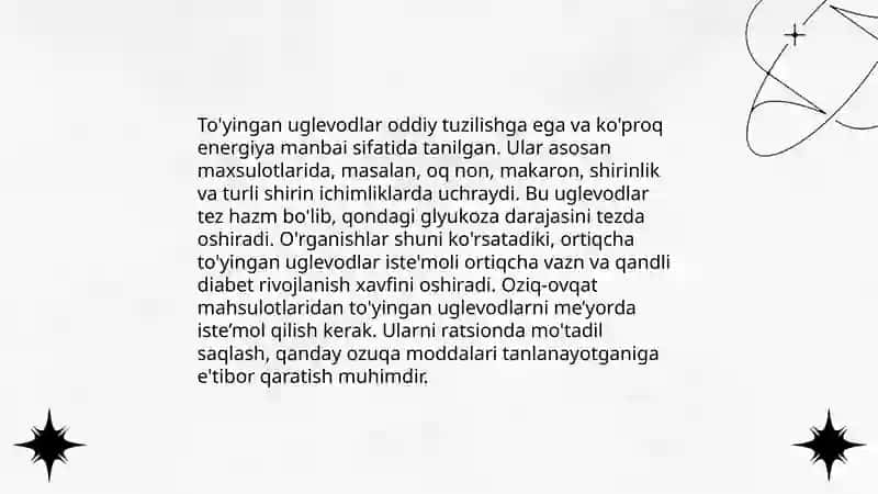 Organik kimyo, toyingan va toyinmagan uglevodlar 4