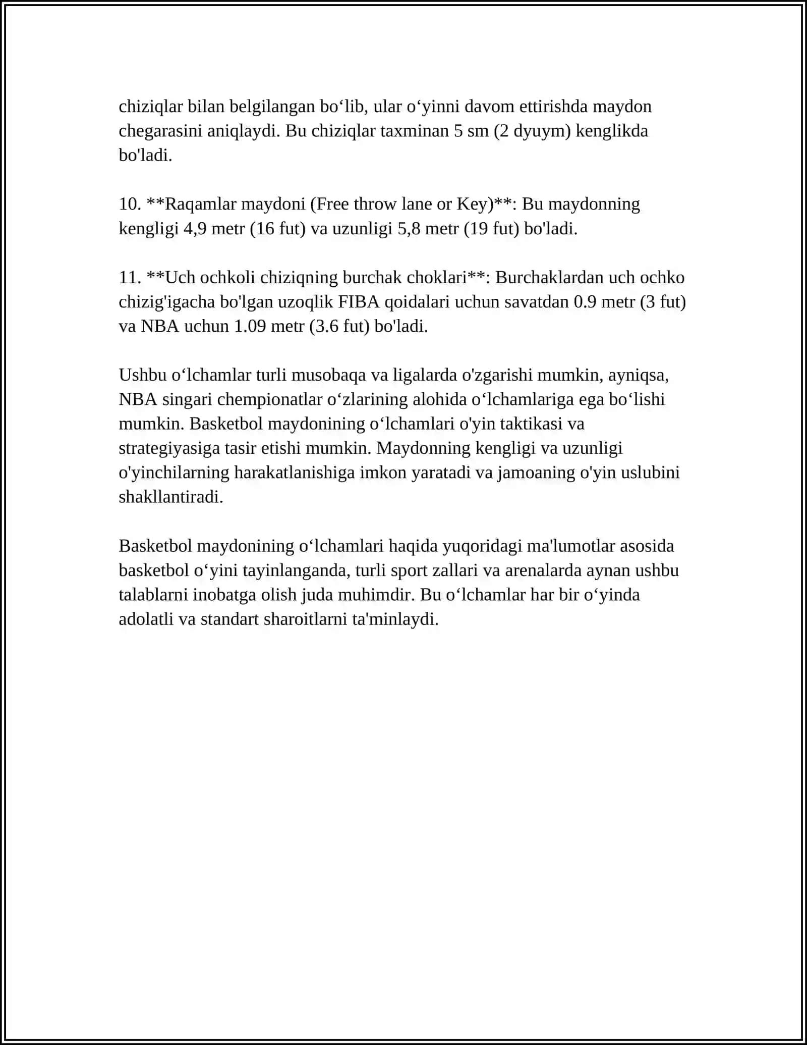 SPORT OʻYINLARI BASKETBOL OʻYIN QOIDALARI 4