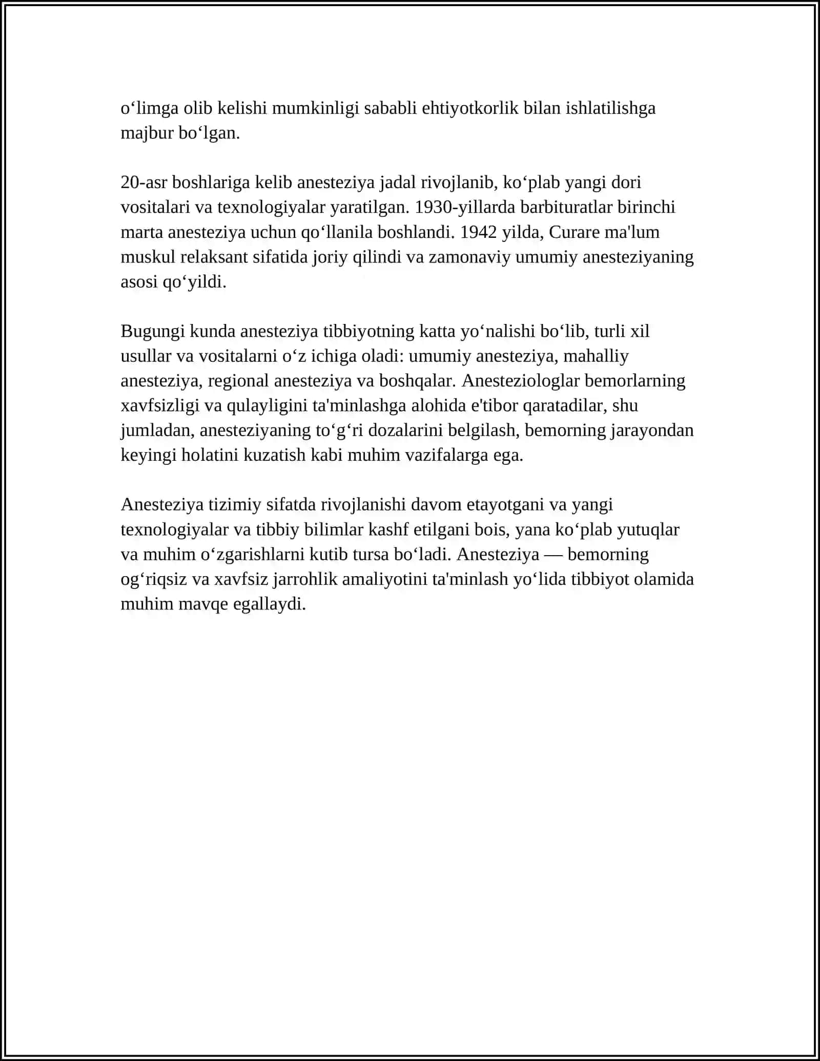 ANISTIZIOLOGIYA VA RENIMATALOGIYANING ASOSIY MASALALARI 4