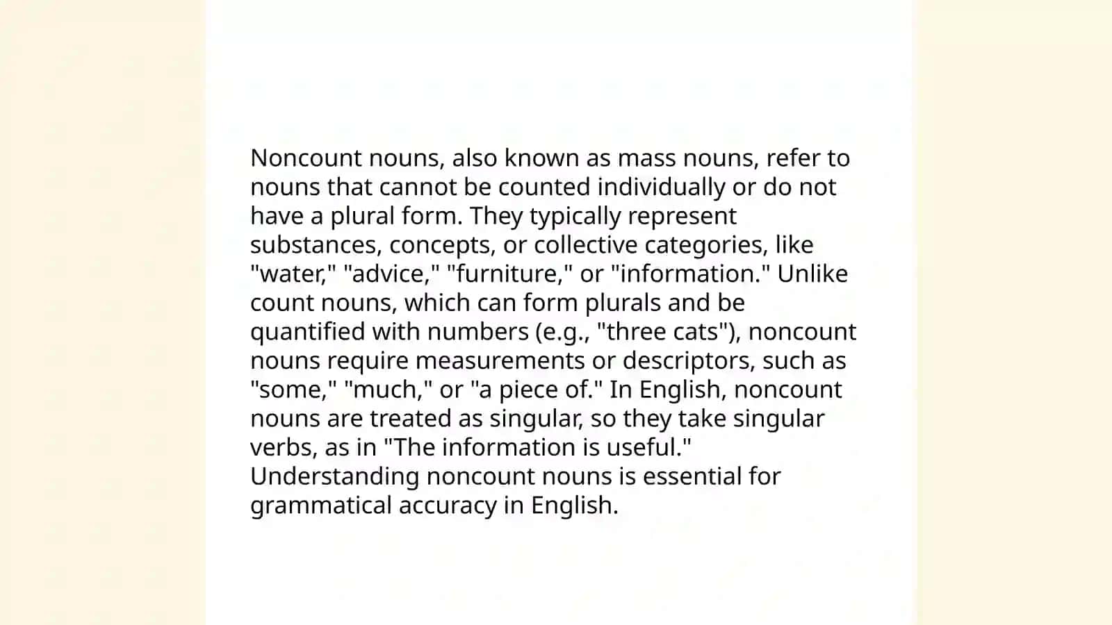 Count and noncount nouns 4