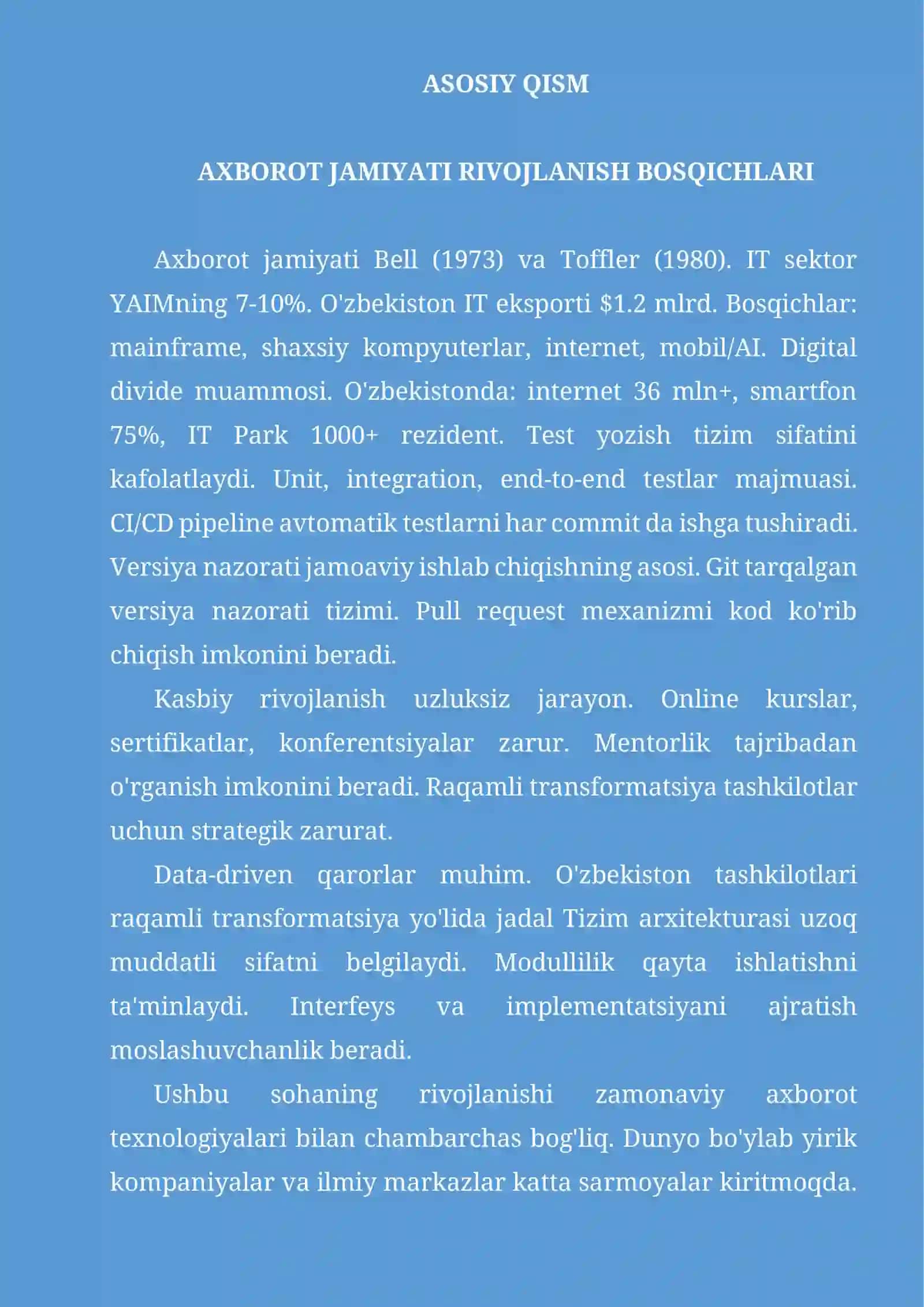 Jamiyatni axborotlashtirish va jamiyatning axborot potensiali 4