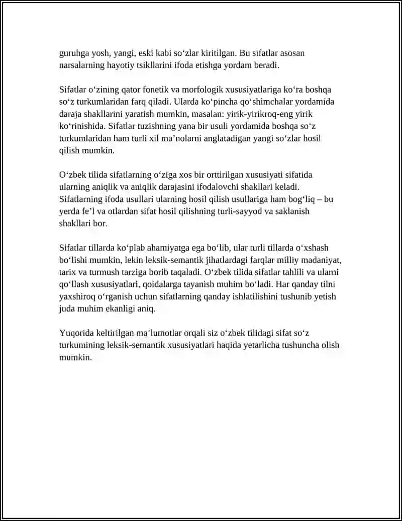SIFAT SOʻZ TURKUMINI OʻRGANISHDAGI LEKSIK-SEMANTIK MASHQLAR VA ULARNI TASHKIL QILISH 4