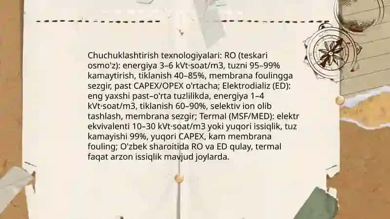 O'zbekiston sharoitida sho'r suvlarni chuchuklashtirish g'oyasini yaratish 4