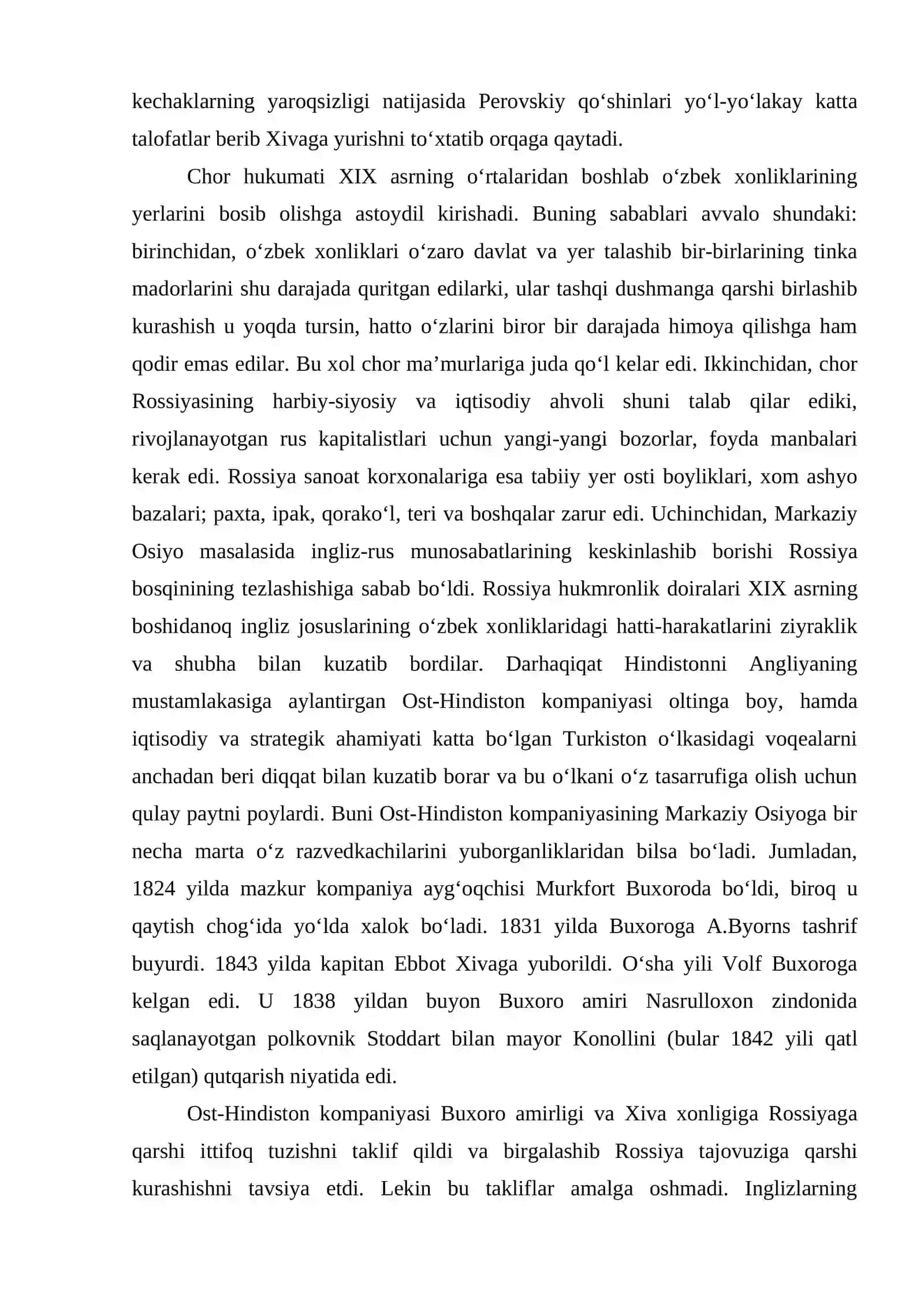 O‘rta Osiyo xonliklarining chor Rossiyasi tomonidan bosib olinishi va mustamlakachilarga qarshi xalq harakatlari 4