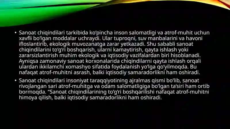 SANOAT CHIQINDILARIDAN FOYDALI NOORGANIK MODDALAR OLISH 4