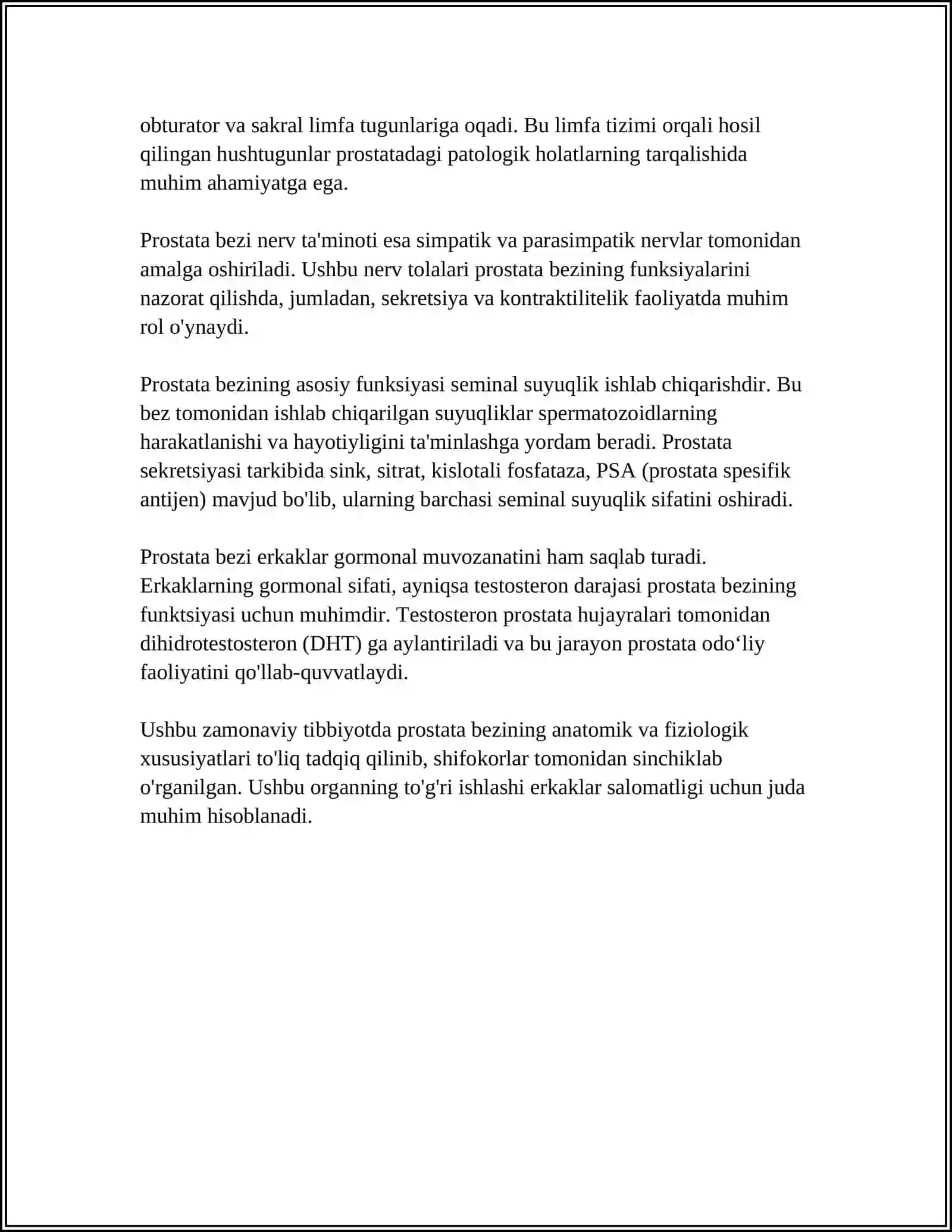 PROSTATA BEZI XAFSIZ GIPERPLAZIYASI REFERAT 4