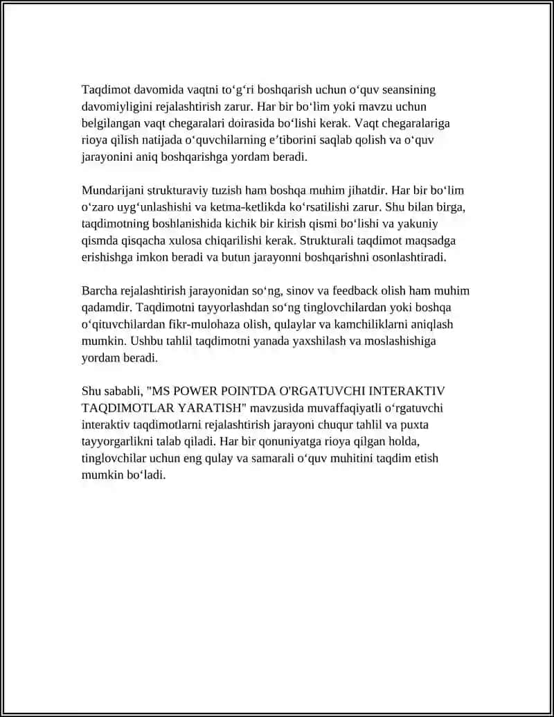"MS POWER POINTDA O'RGATUVCHI INTERAKTIV TAQDIMOTLAR YARATISH" 4