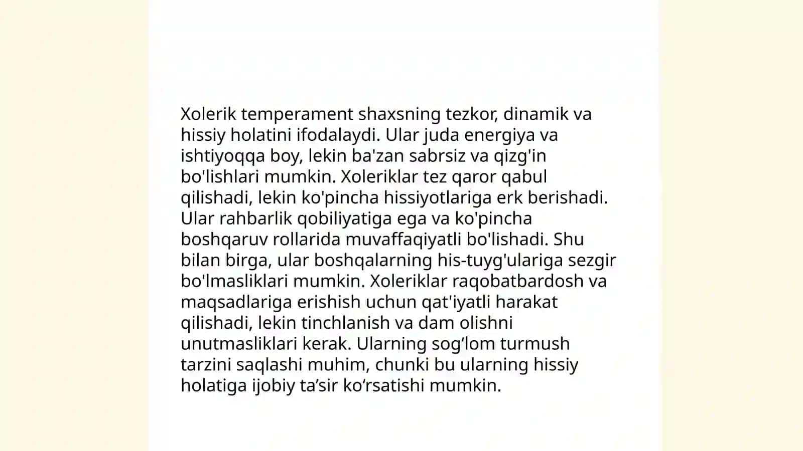 Temprament tiplari va xususiyatlari 4