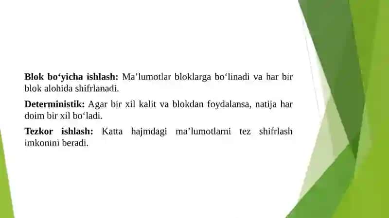 SIMMETRIK BLOKLI SHIFRLASH ALGORITMLARI. O’Z DST 1105:2009 STANDARTI. 4