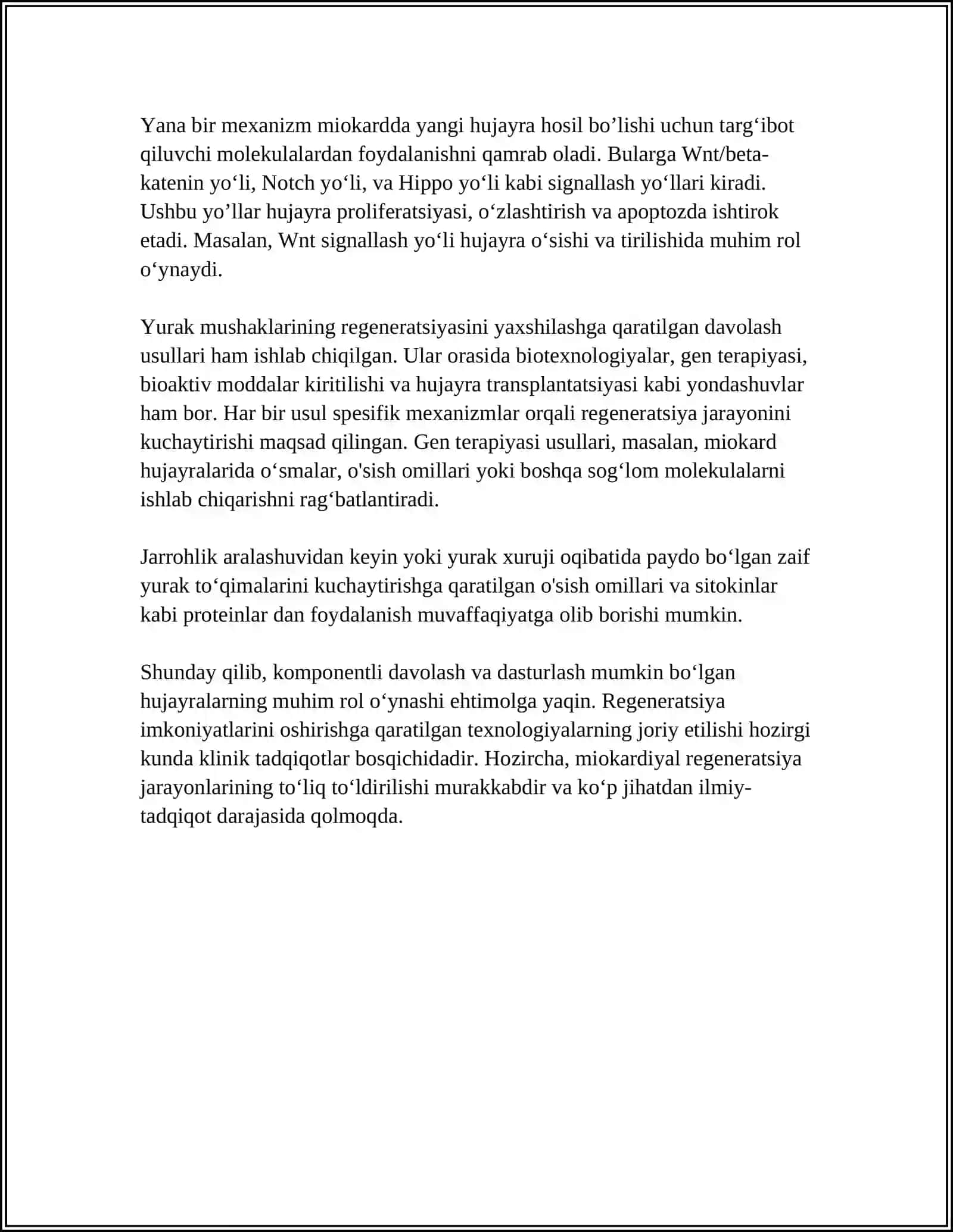 YURAK - QON TOMIRLAR TIZIMIDA REGENERATOR VAKOMPENSATOR JARAYONILAR HAQIDA OʻRGANISH 4
