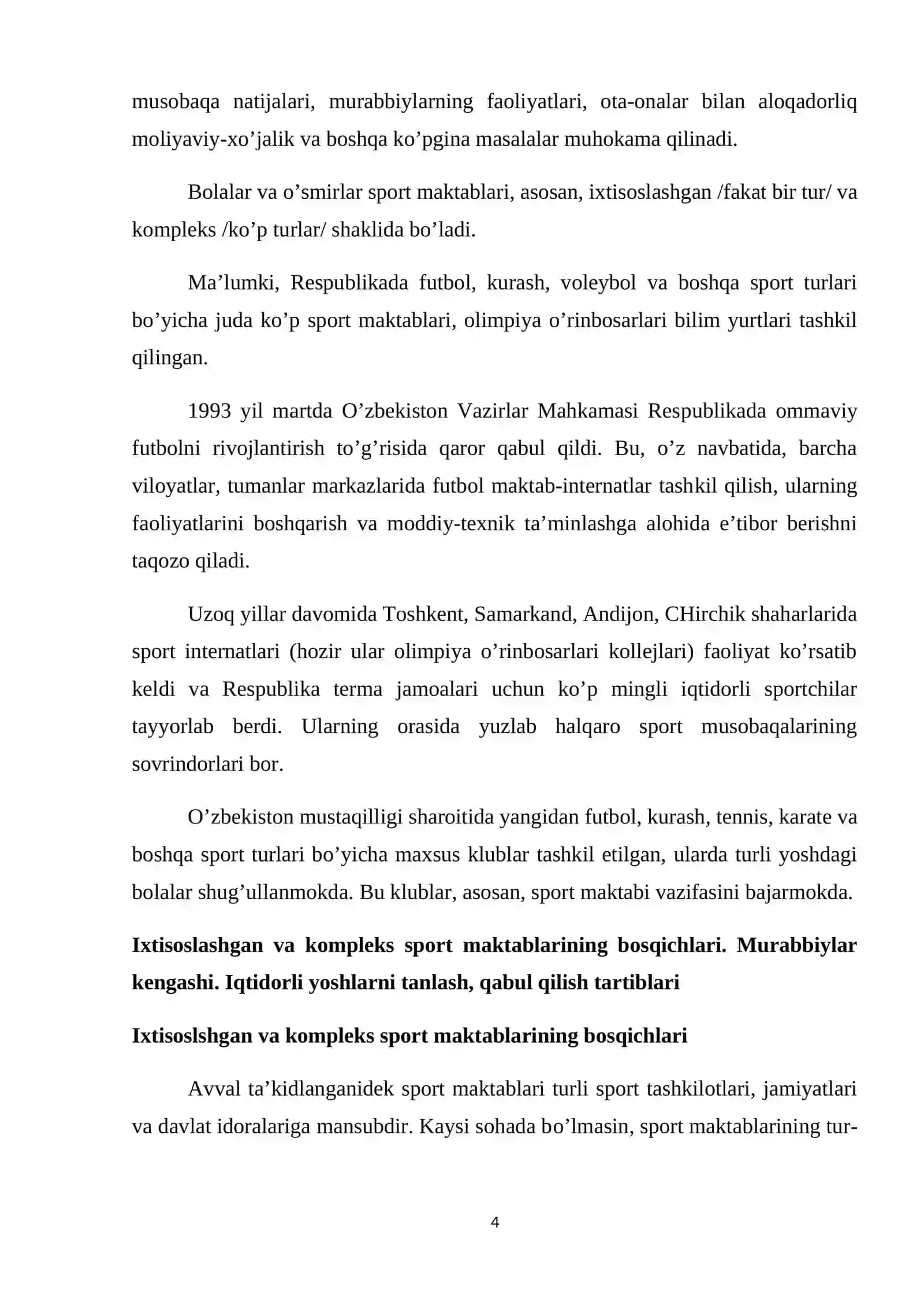 SPORT MAKTABLARI VA MARKAZLARI FAOLIYATINI TASHKIL QILISH 4