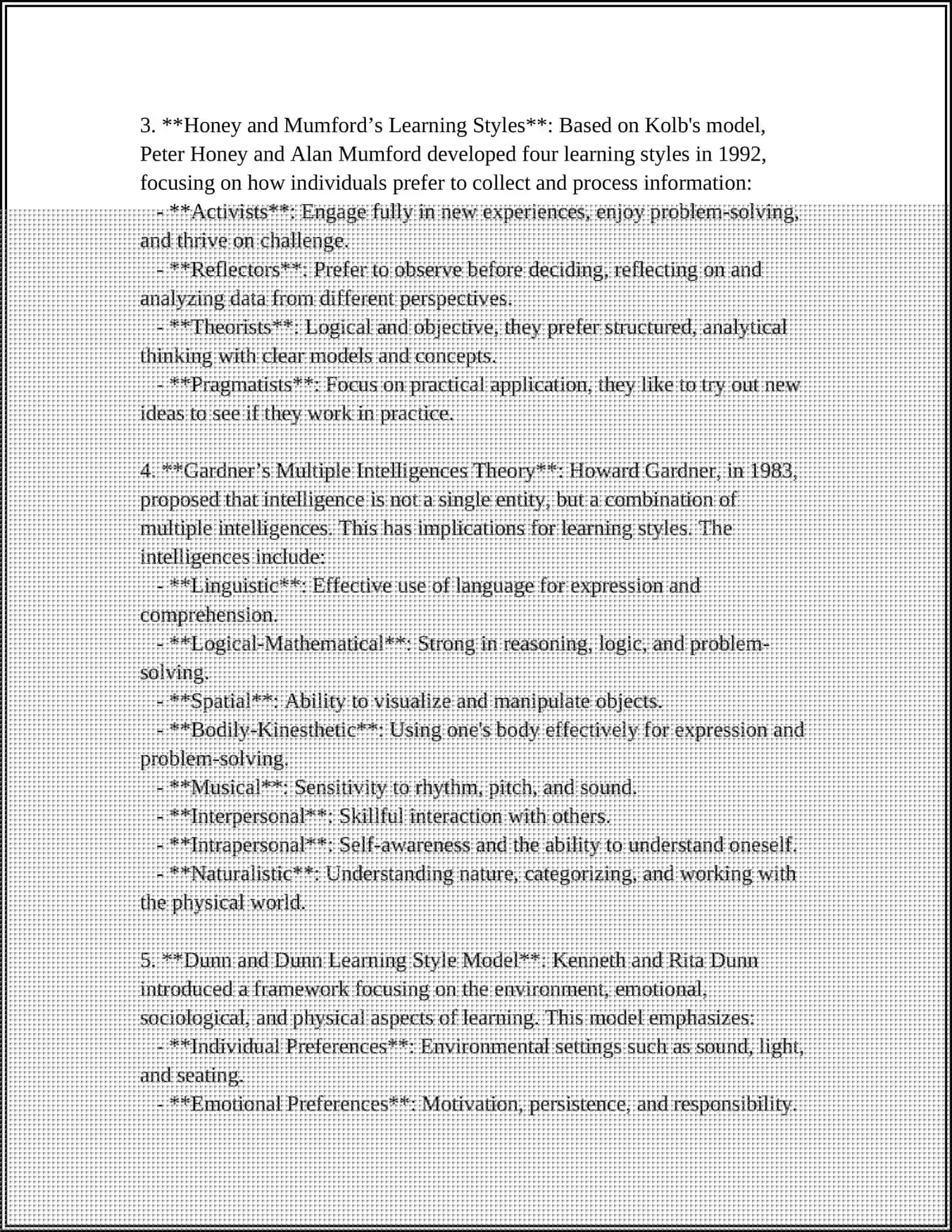 EDUCATION AND LEARNING STYLES 4