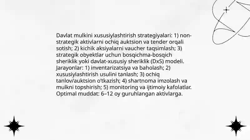Xususiy mulkchilik tarmoĝini kengaytirish 4