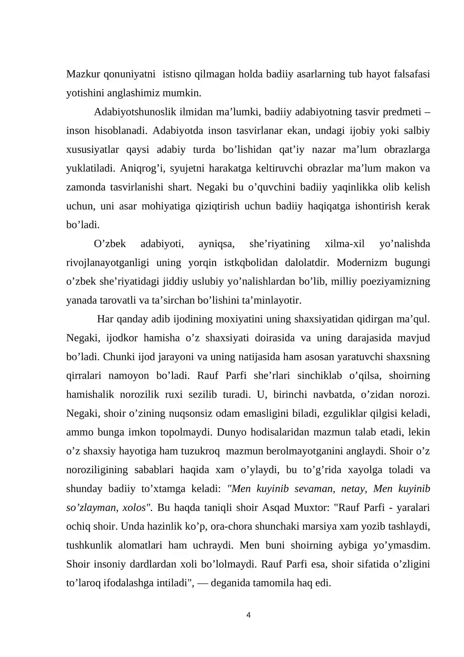 O’zbek adabiyotida zamon va makon muammosi (Rauf Parfi she’riyati misolida) 4