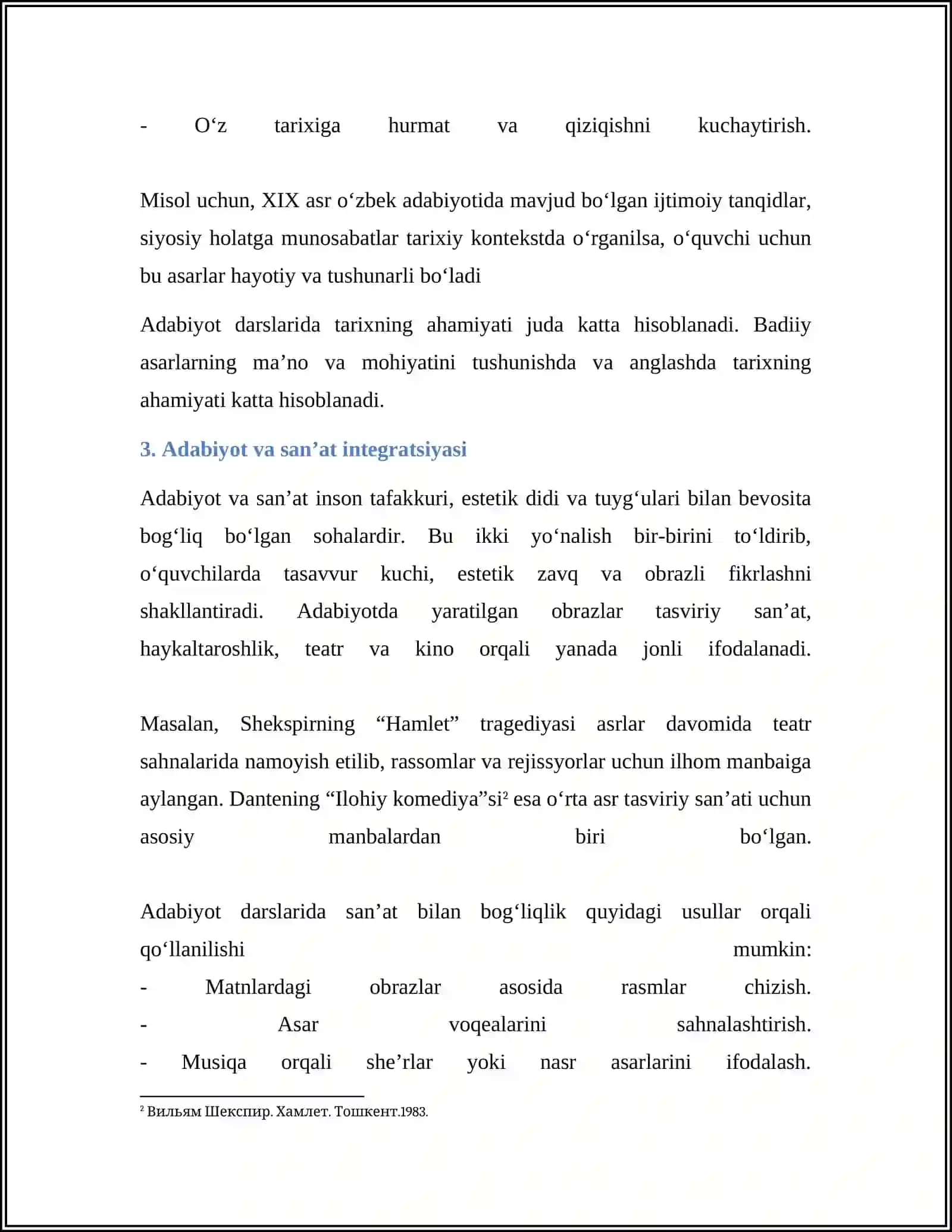 ADABIYOT DARSLARIDA FANLARARO INTEGRATSIYADAN FOYDALANISH 4