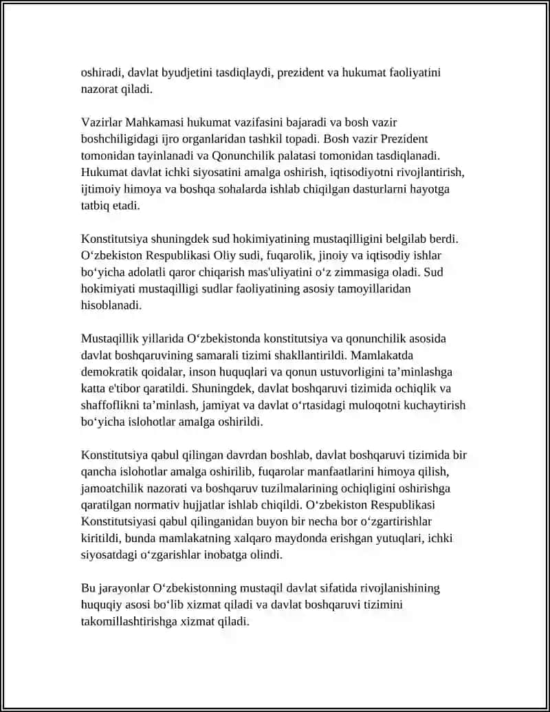 MUSTAQILLIK YILLARIDA DAVLAT BOSHQARUVI TIZIMIDA AMALGA OSHIRILGAN ISLOHOTLAR 4